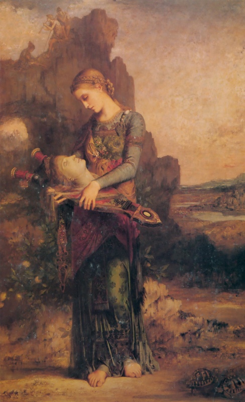 Moreau Gustave - Fille de Thrace portant la tete d-Orphee sur sa lyre.jpg